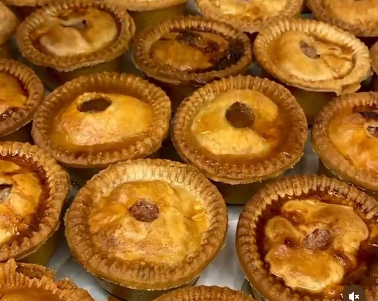 A selection of authentic british pork pies, cooked to perfection