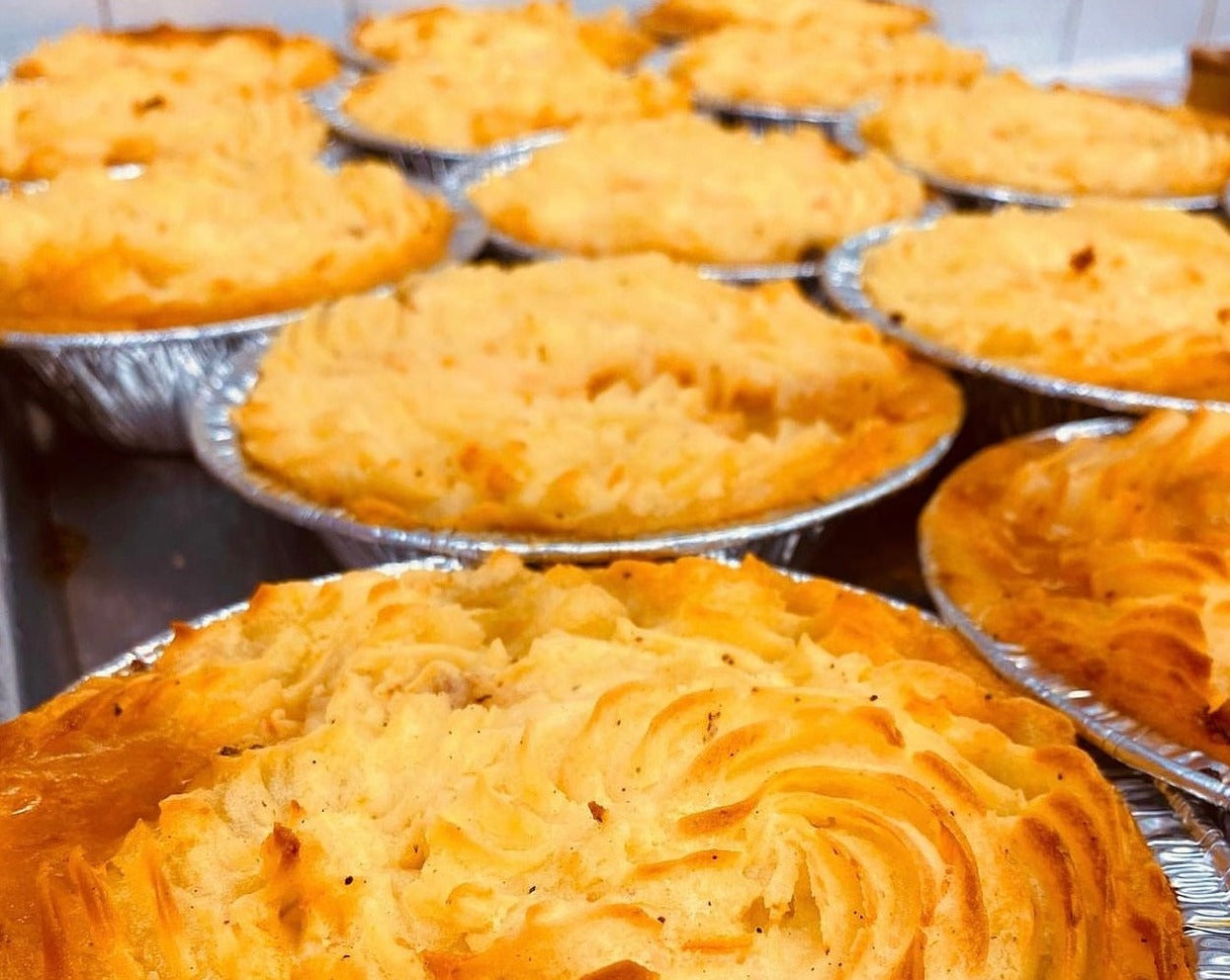 a selection of authentic english sheperds pies cooked to perfection